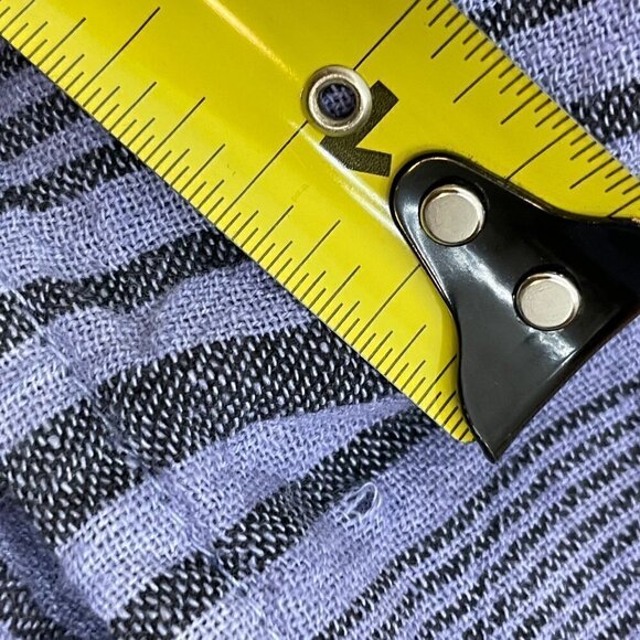 Fair Trade Boho Striped Cotton Cropped Wrap Top with Tie Waist Purple Striped - Picture 14 of 14